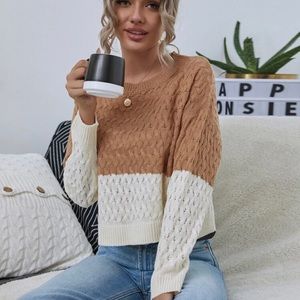 Two tone knit sweater